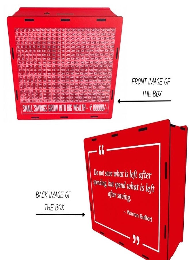 PARTISH Money Saving Box with Tracker,Cash Saving Challenge Box with Money Target for Adults Kids, Piggy Bank for Boys and Girls (Red) - Image 2